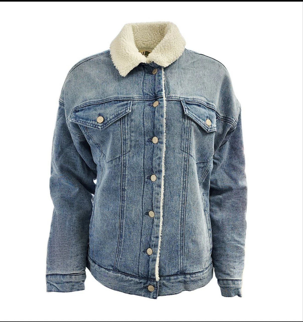Women’s Sherpa lined denim jacket