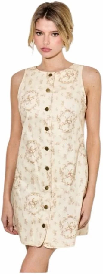Baevely Western Chic Horse Print Button-Down Mini Dress