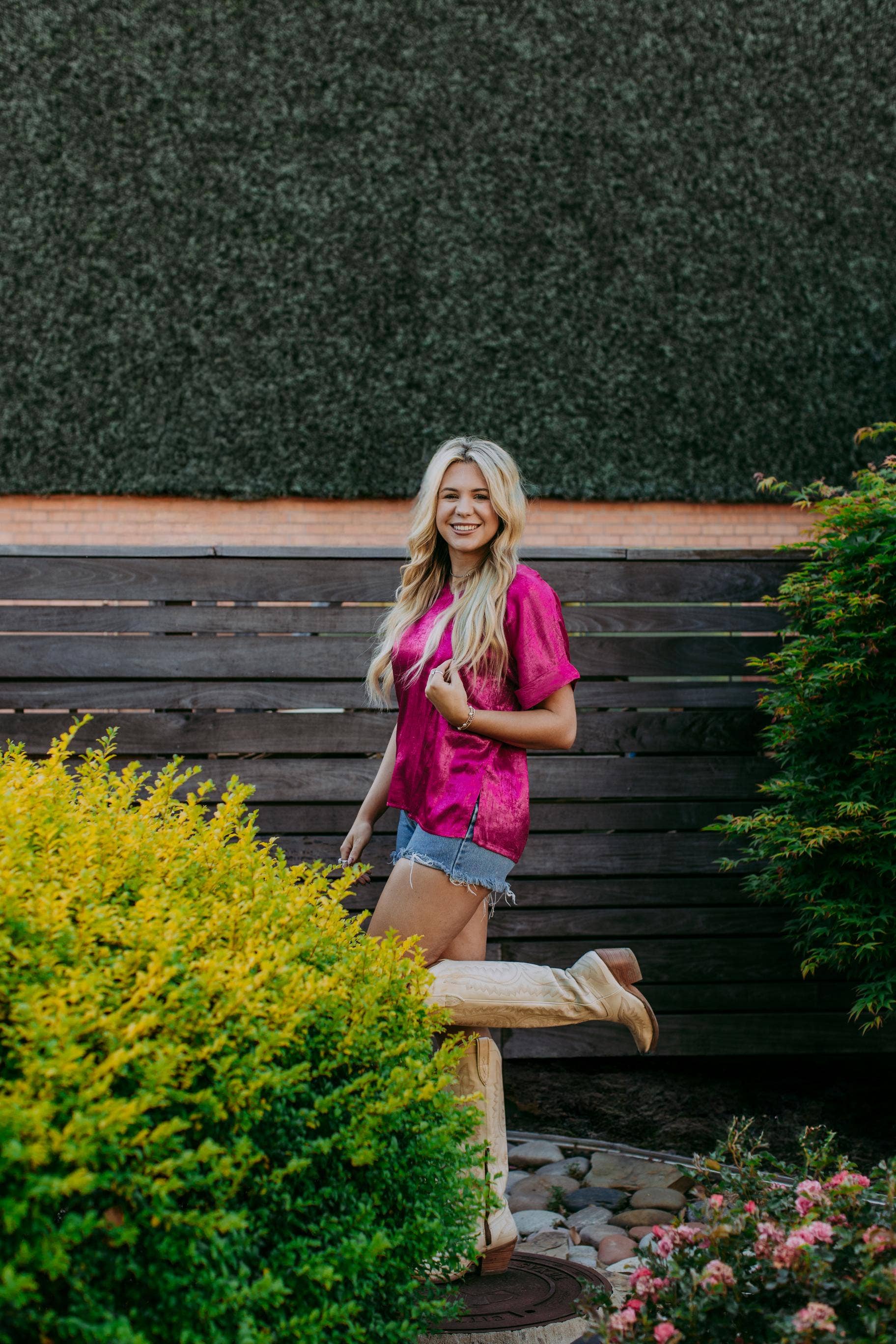 MK440 Metallic Blouse - Pink: Pink / M