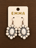 White stone with rhinestone concho earrings