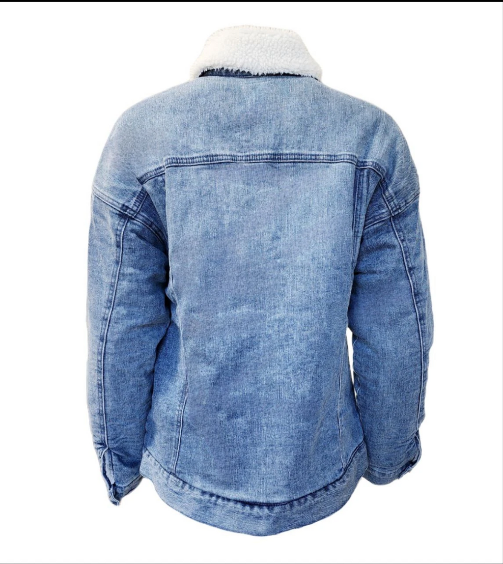 Women’s Sherpa lined denim jacket