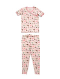 KicKee Kids 2-piece Rodeo Print Kimono Pajama Set Peach Blossom