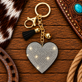 Rhinestone black heart keychain