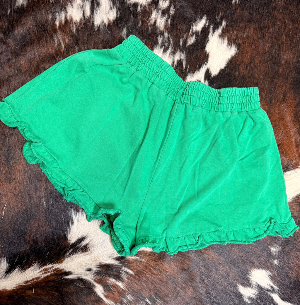 Green Cotton Ruffle Skort