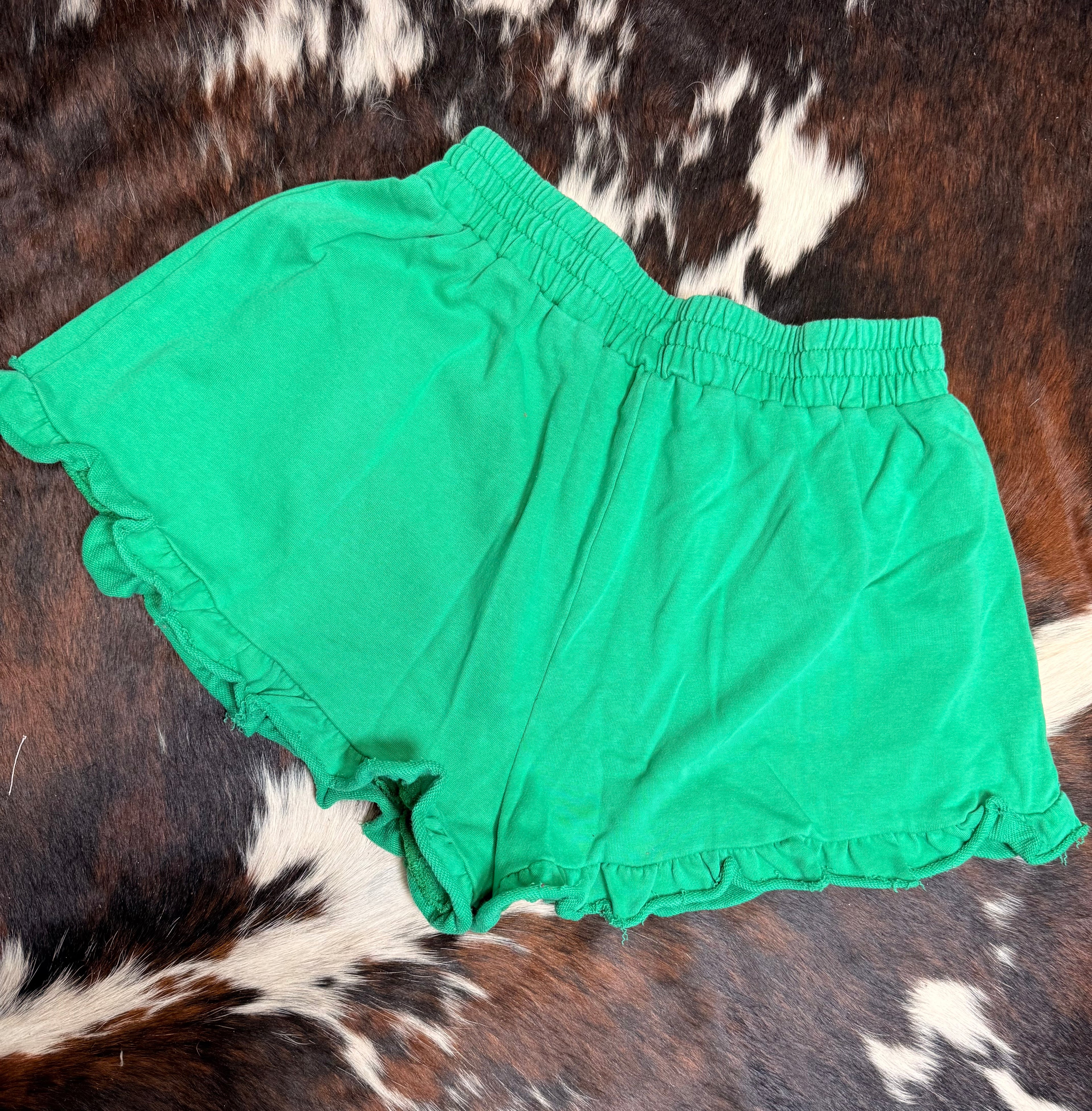 Green Cotton Ruffle Skort