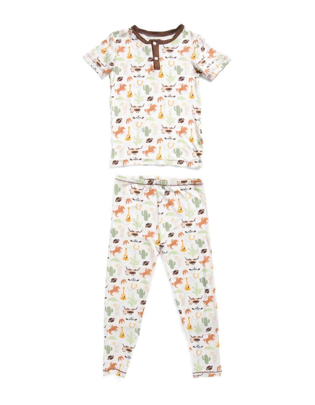 KicKee Kids 2-piece Rodeo print Pajama Set Brown/White