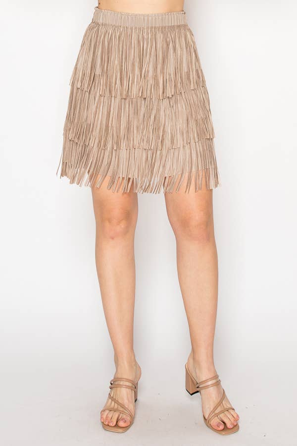 Origami Apparel ~  Lace and Crochet inspired - Short Layered Fringe Tiered Skirt – 4845TP