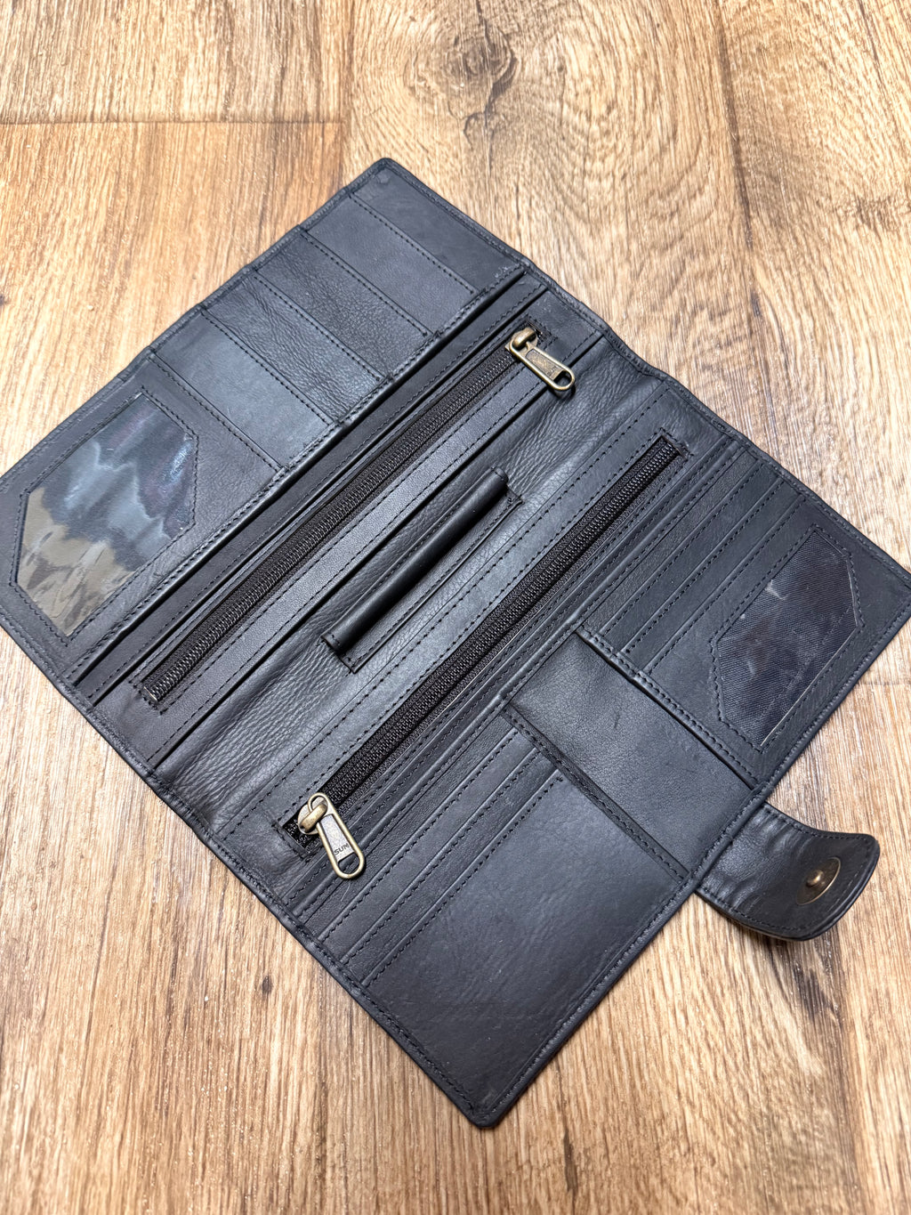 Genuine Cowhide and Leather Large Bi-fold Wallet