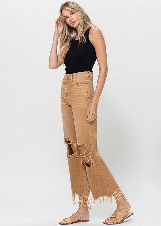 Vervet Bella High Rise Flare Jean Khaki