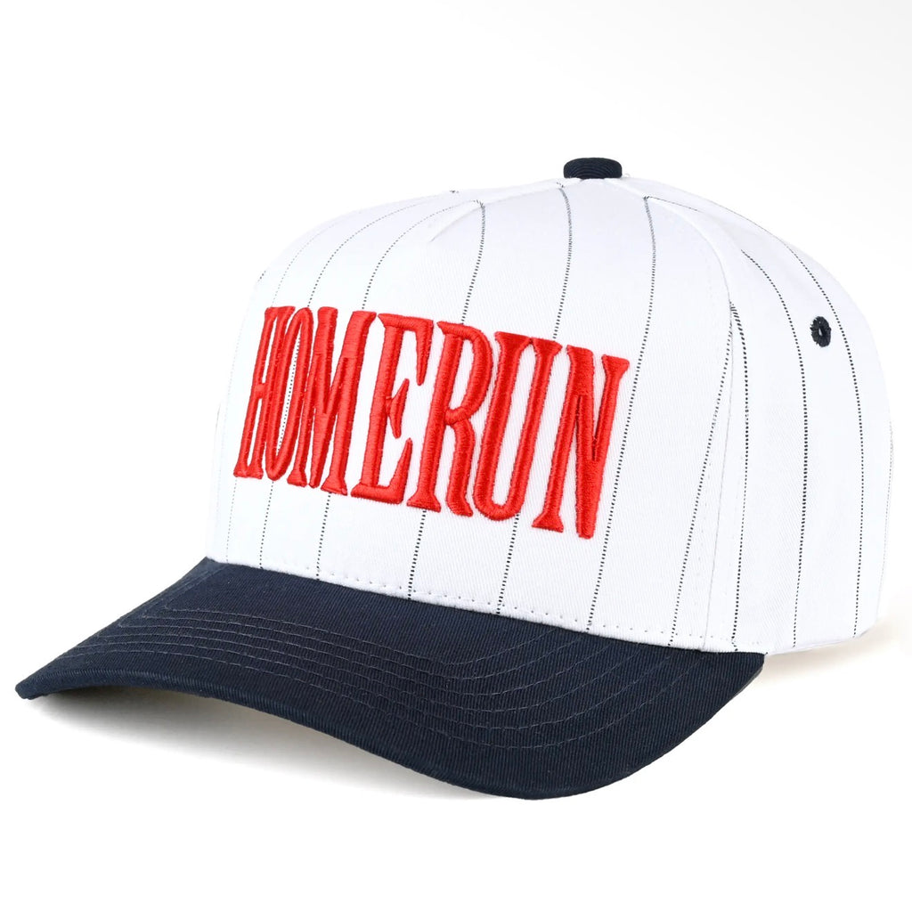 C.C Homerun Letter Embroidered on pinstriped Trucker Hat