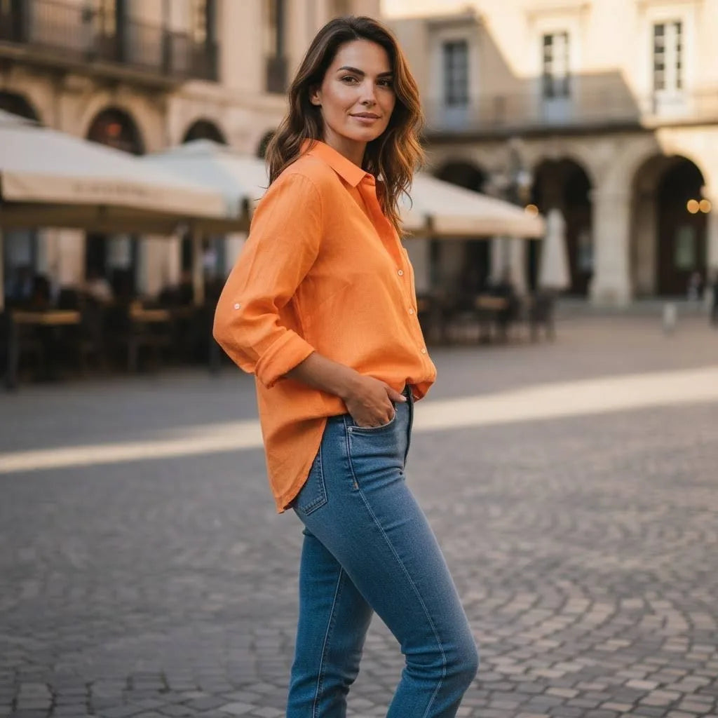 Love Tree Melon Button-down Blouse
