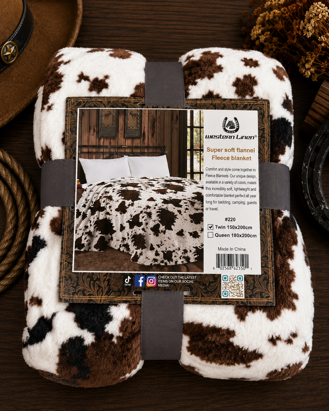 Mia Cow print Soft Fleece Throw Blanket Queen size