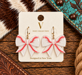Glitter baseball bow earrings