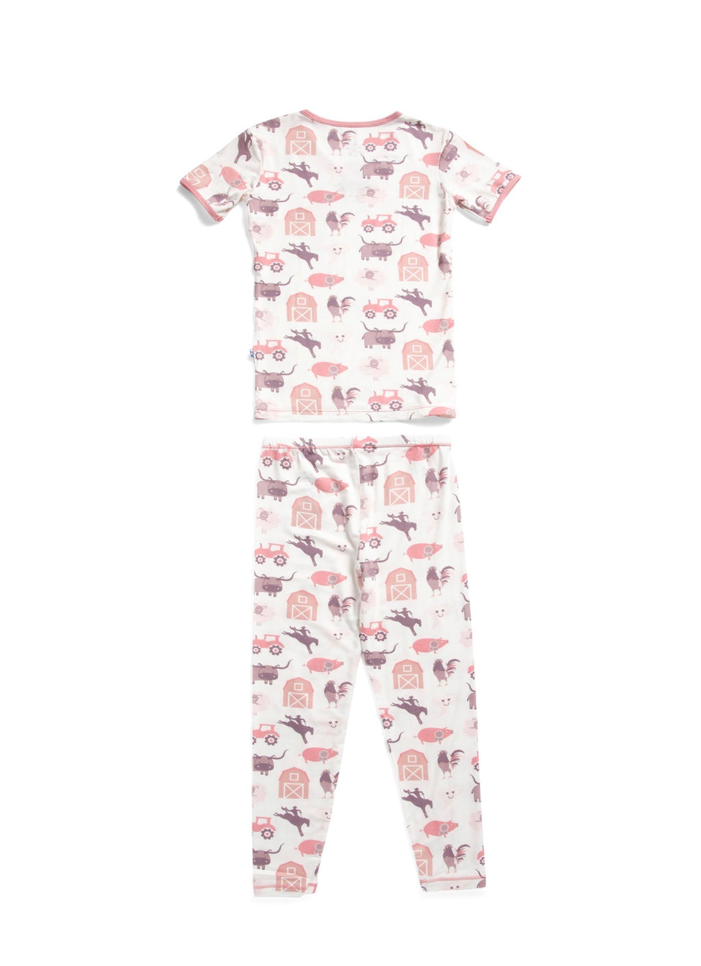 KicKee Kids 2-piece Rowdy Howdy Print Kimono Pajama Set Pink/White