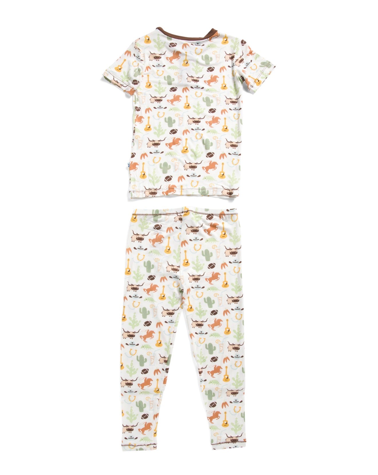 KicKee Kids 2-piece Rodeo print Pajama Set Brown/White
