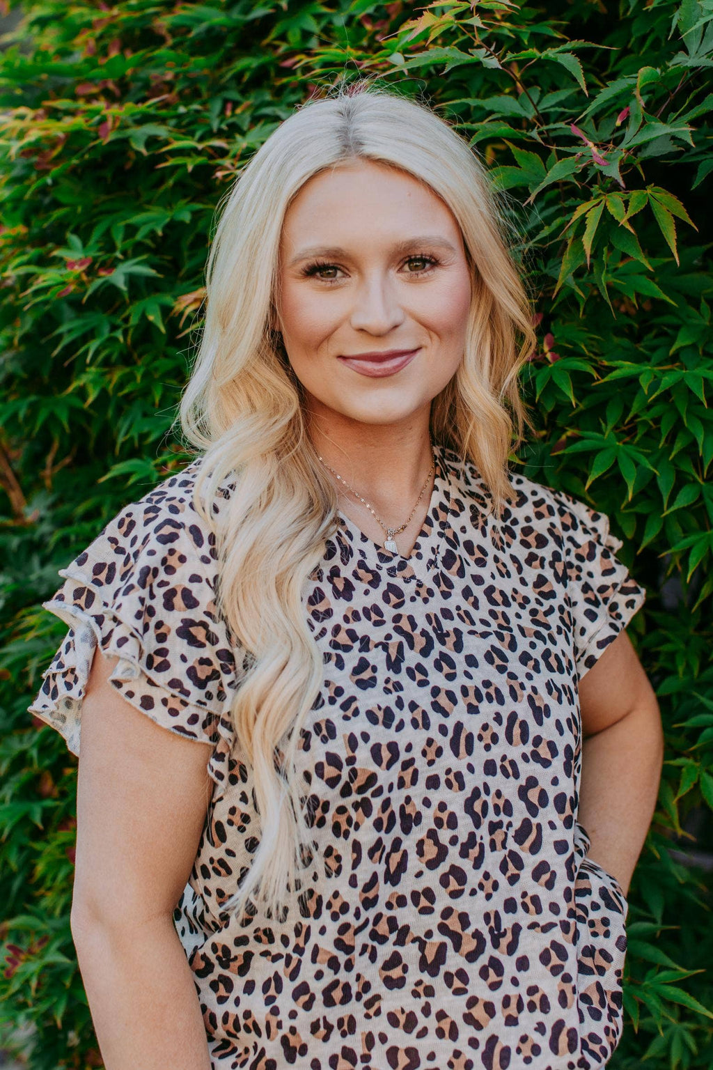 Leopard Print Ruffled Sleeve Blouse: Leopard