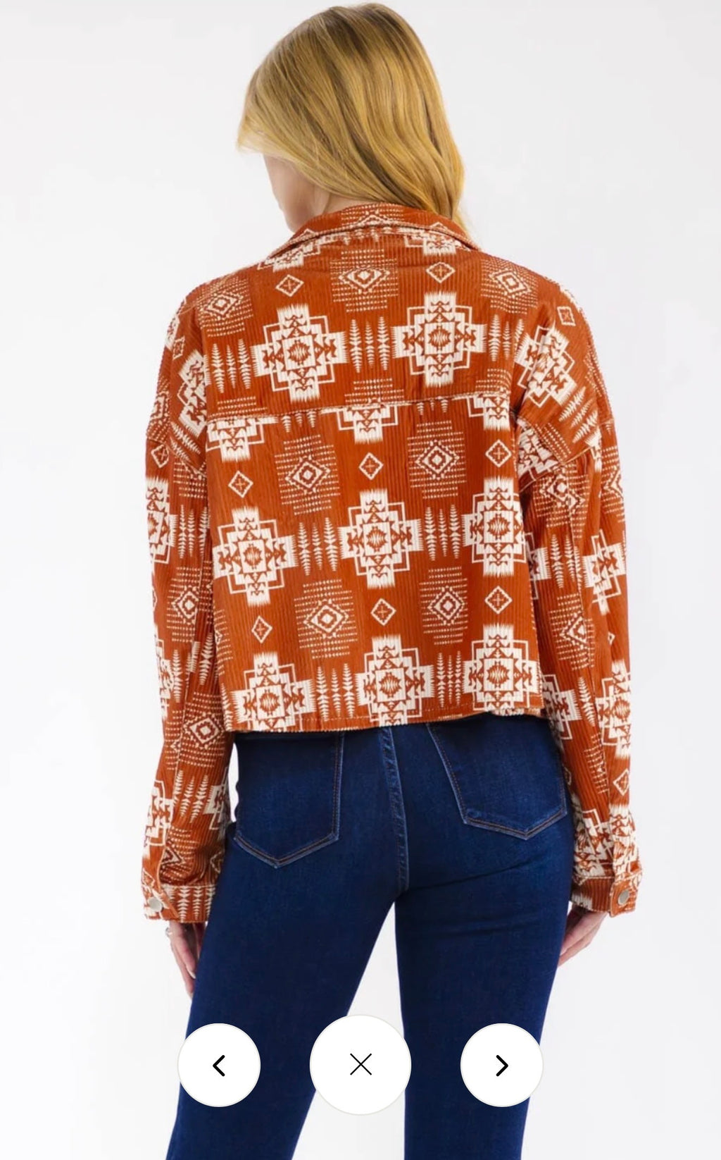 Savanna Jane Aztec Button Closure Shacket (Rust)