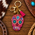 Rhinestone sugar skull keychain