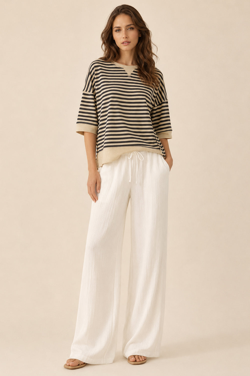 Very J Black and Cream striped top