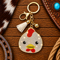 Rhinestone chicken keychain