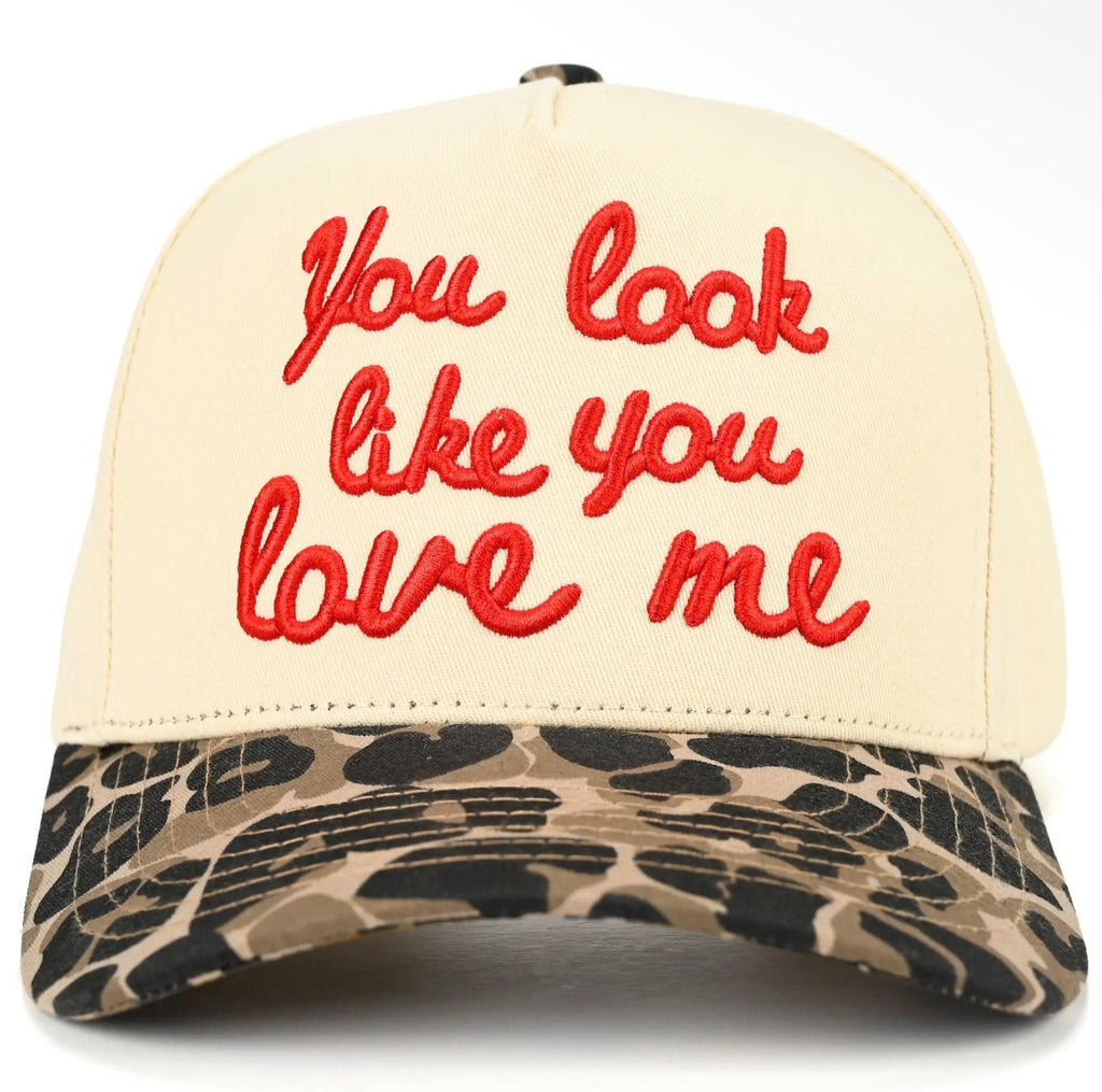 C.C You Look Like You Love Me Letter Embroidered on Two Tone Trucker Hat