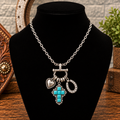 Heart, cross, horseshoe turquoise necklace