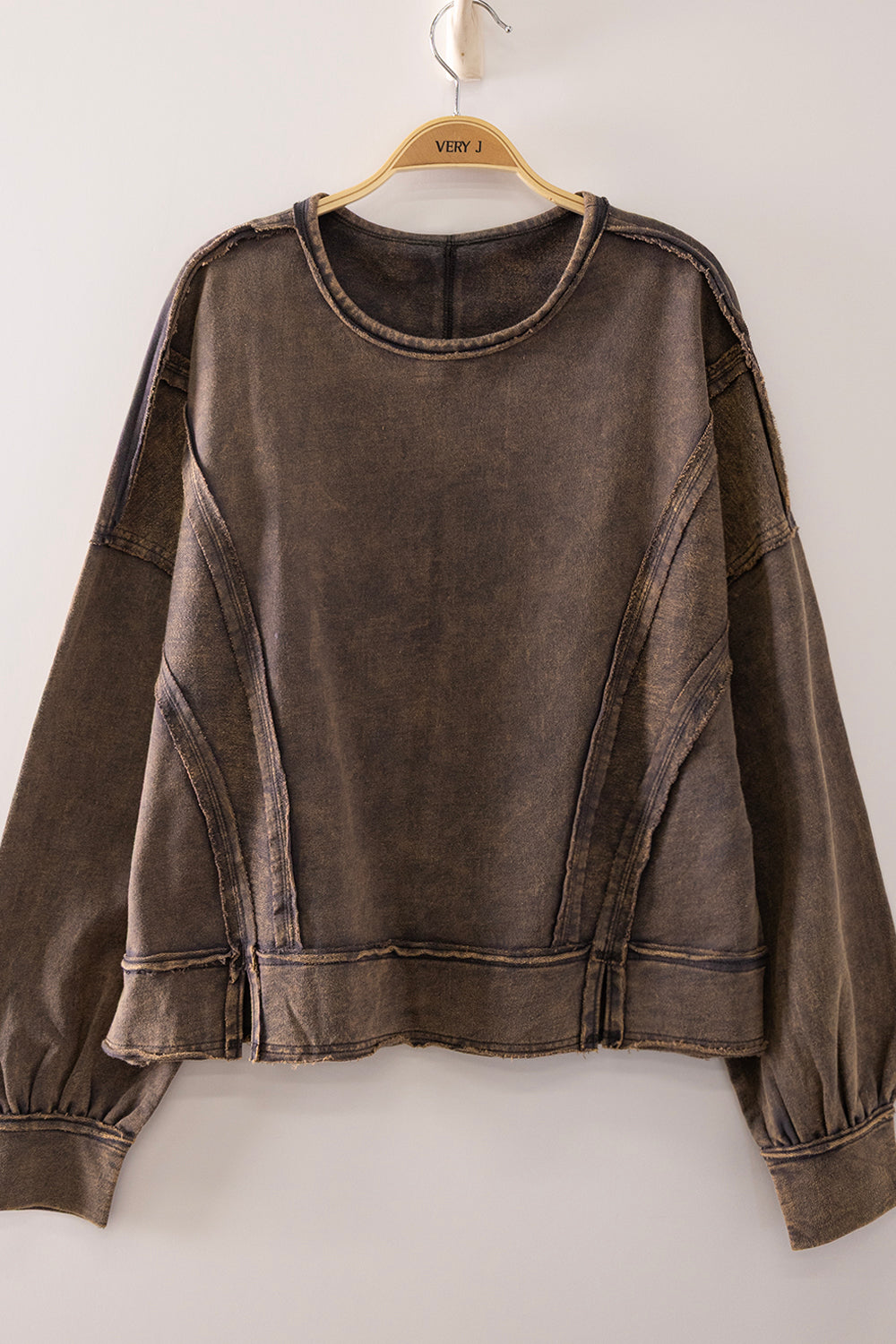 Very J Vintage Washed Raw Edge Top