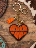 Rhinestone basketball heart keychain