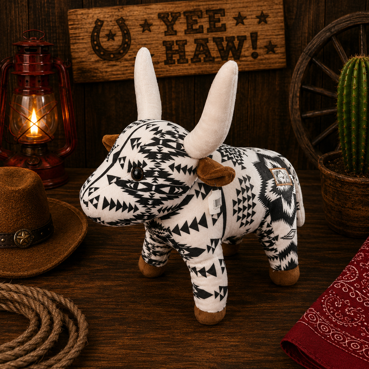 Farm Pals Bull black & white aztec print (medium)