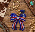 Rhinestone America bow keychain