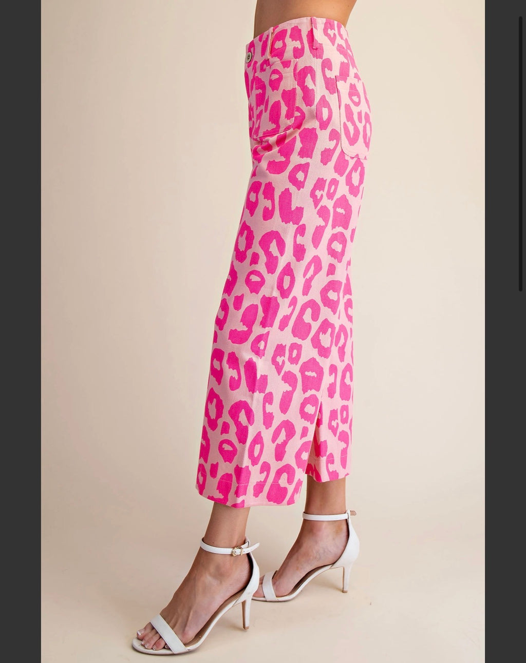 Glam Pink Leopard Wide leg Crop