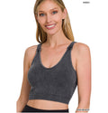 WASHED RIBBED CROPPED SEAMLESS BRA PADDED TANK TOP
