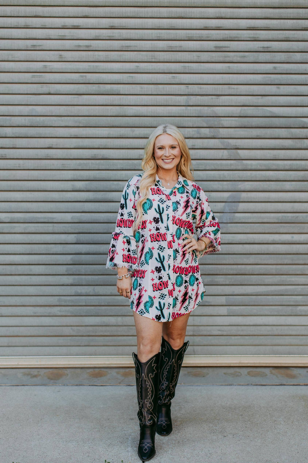 TZ92 Howdy Button Up Tunic: Cream / L