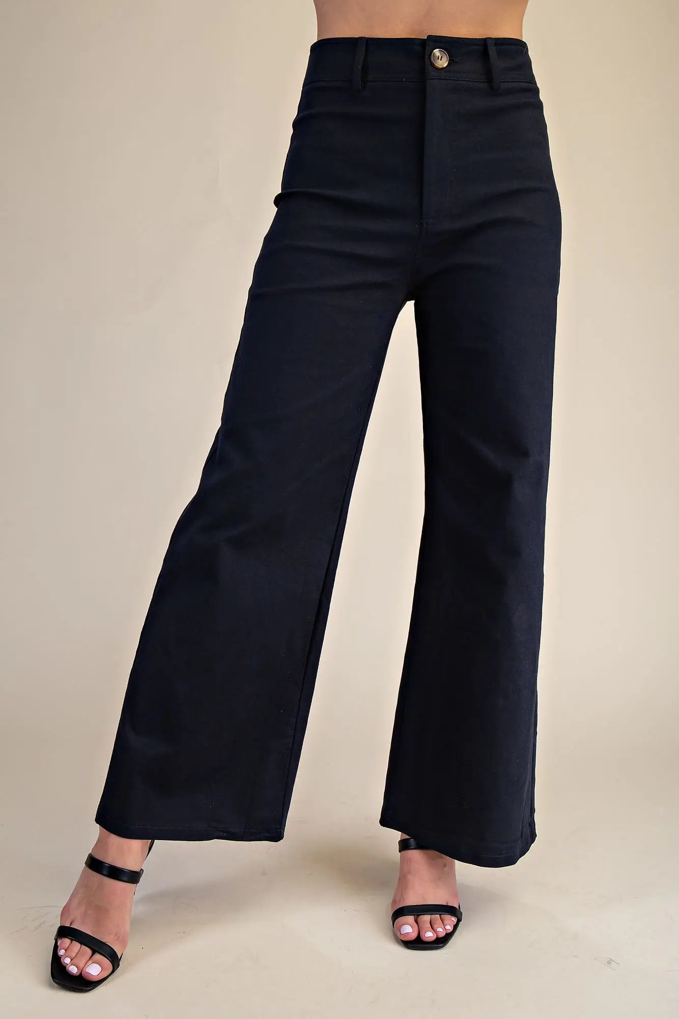Glam High-Waist Straight Pants Navy