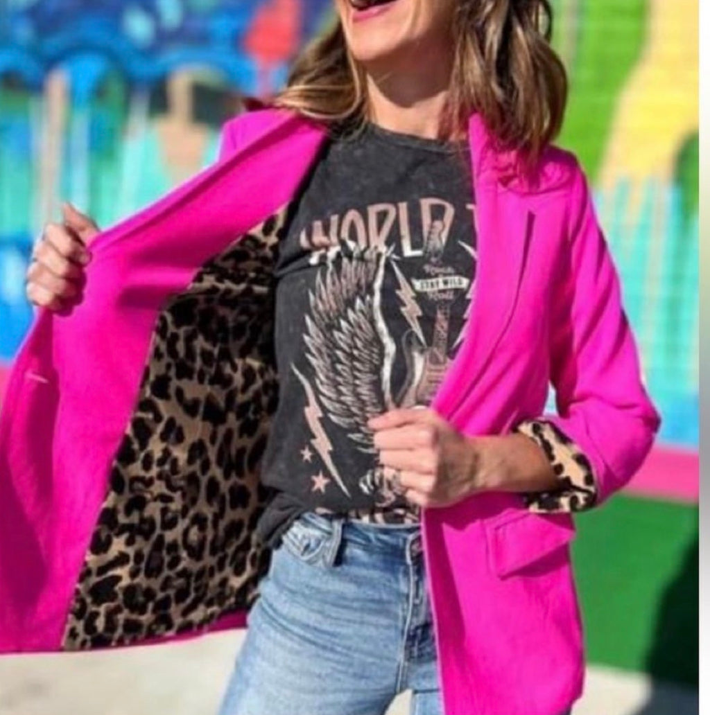 Andree by Unit Fuschia & Leopard Blazer