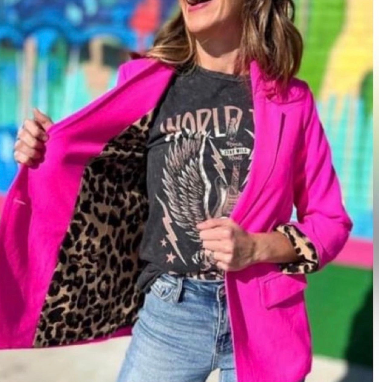 Andree by Unit Fuschia & Leopard Blazer