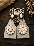 Cowhide ear tag earrings