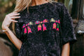 Pink Bow Acid washed SL Tee - Charcoal: Charcoal