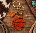 Rhinestone basketball keychain