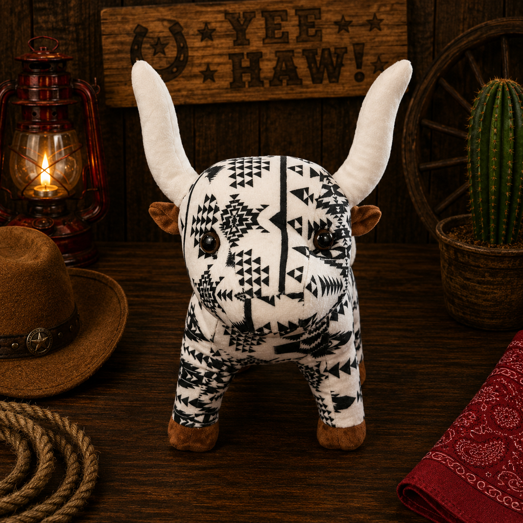Farm Pals Bull black & white aztec print (medium)