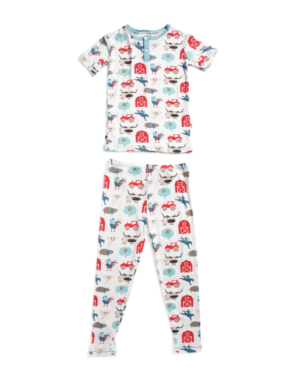 KicKee Kids 2-piece Boys Rowdy Howdy Print Pajama Set Blue/White