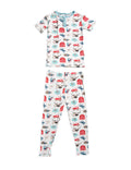 KicKee Kids 2-piece Boys Rowdy Howdy Print Pajama Set Blue/White