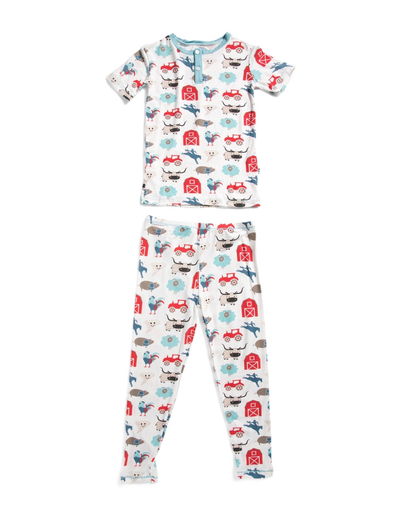 KicKee Kids 2-piece Boys Rowdy Howdy Print Pajama Set Blue/White