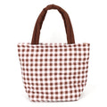 Hana - Gingham Check Pattern Quilted Puffer Tote Bag