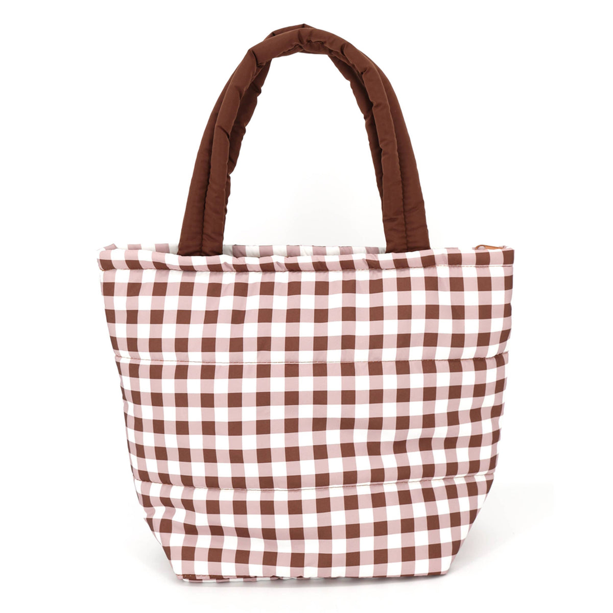 Hana - Gingham Check Pattern Quilted Puffer Tote Bag
