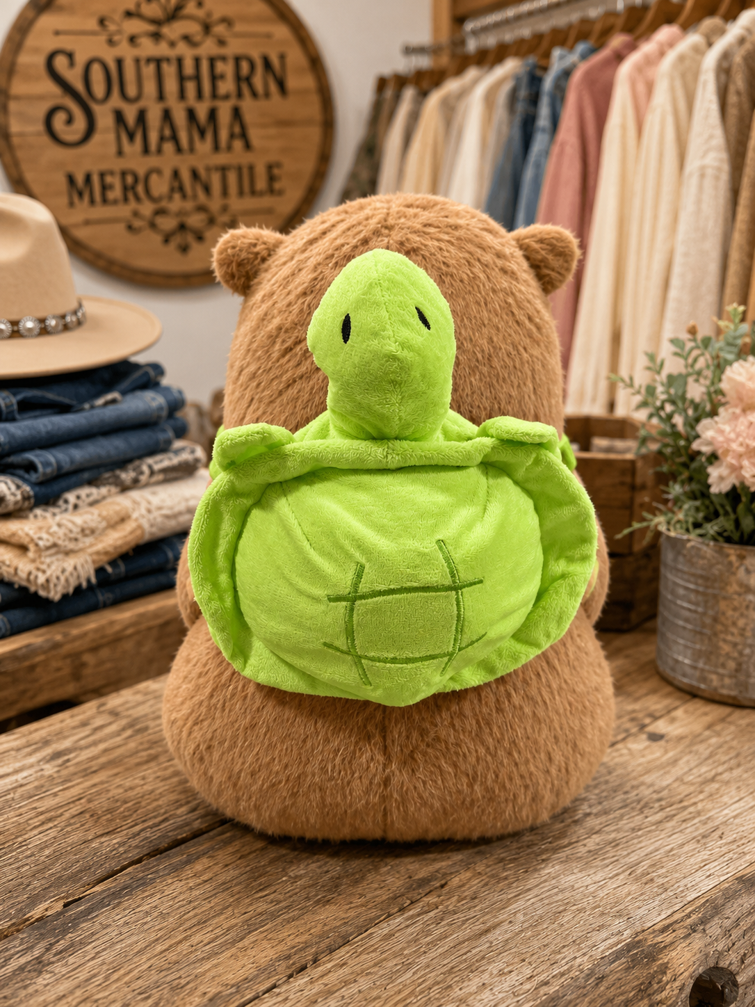 Capybara Soft Plush animal with removable turtle backpack (large)