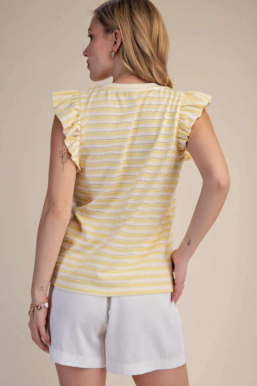 Glam Ruffled Short Sleeve Top yellow