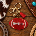 Rhinestone red football keychain