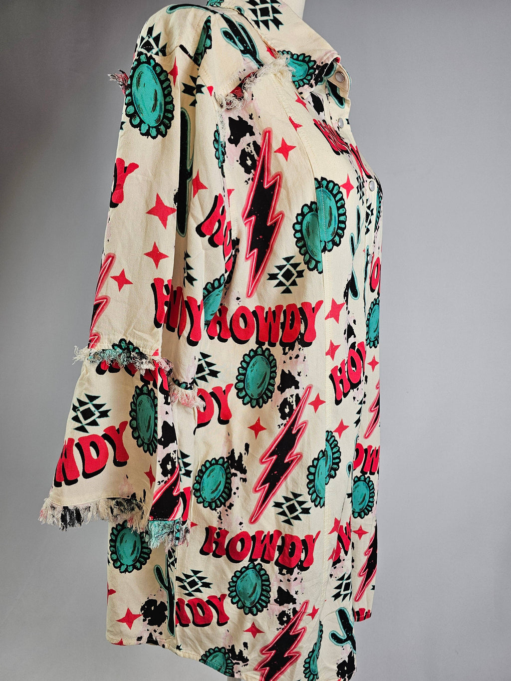 TZ92 Howdy Button Up Tunic: Cream / L