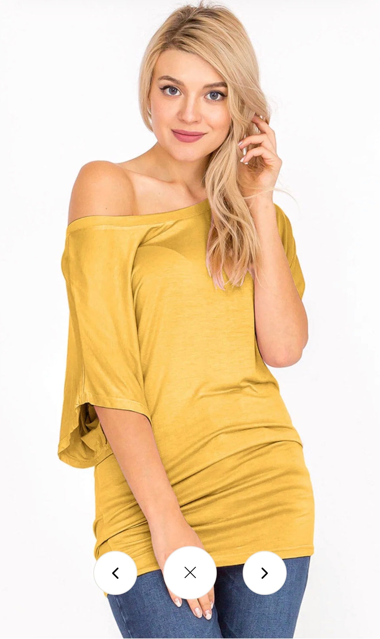 WOMEN'S SHORT SLEEVE OFF SHOULDER LOOSE FIT TUNIC TOP